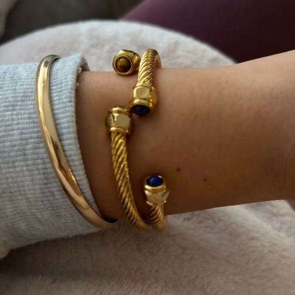 Adelaide Lazurite  18K Gold Stainless Steel Cuff Bracelet - Picture 8 of 8